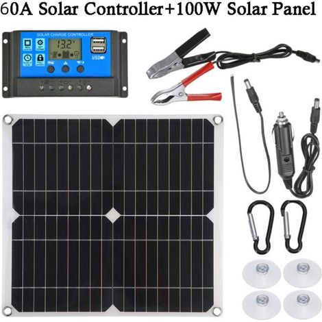 Contrôleur de charge de batterie de kit de panneau solaire 100W 60A 12V (1/5)