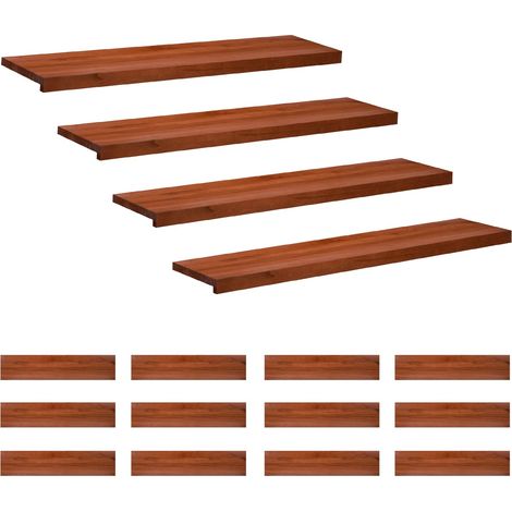 Tappeti per scale 16 pz 120 x 30 x 2 cm Marrone vidaXL