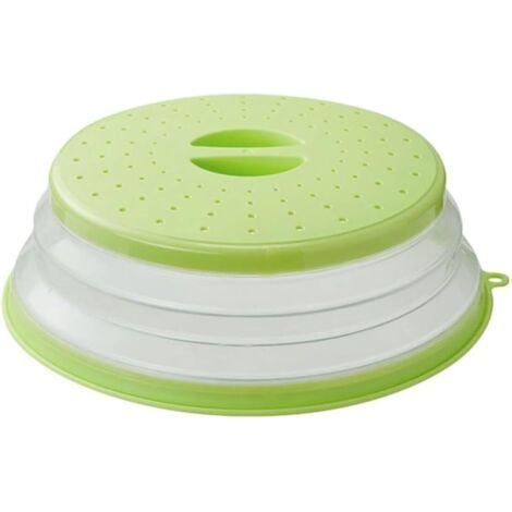 Couvercle pliable pour micro-ondes (26 cm) avec crochet pour fruits, légumes et aliments - Vert (1/5)