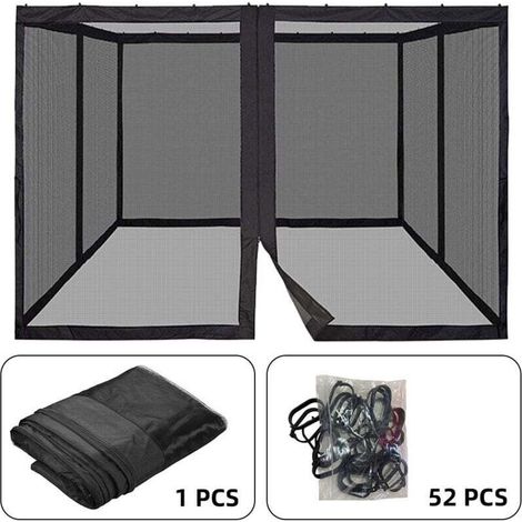 Moustiquaire pour auvent de terrasse. moustiquaire pour porche. patio et espaces de vie extérieurs. murs de terrasse à 4 panneaux avec fermeture éclair.360x360cm Noir.DUBUNS