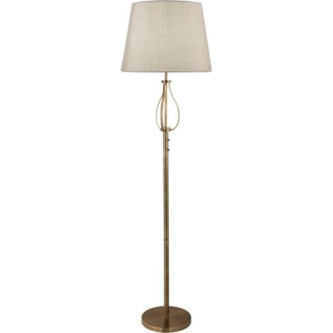 Lampadaire LED Vegas 60W 1 flamme, laiton antique plaqué avec abat-jour beige (1/3)