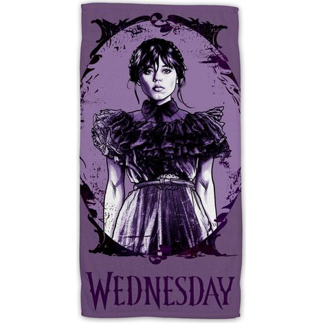 Wednesday Purple Baumwolle Strandtuch Frottee Badetuch mit Premium Druck, 70x140 cm
