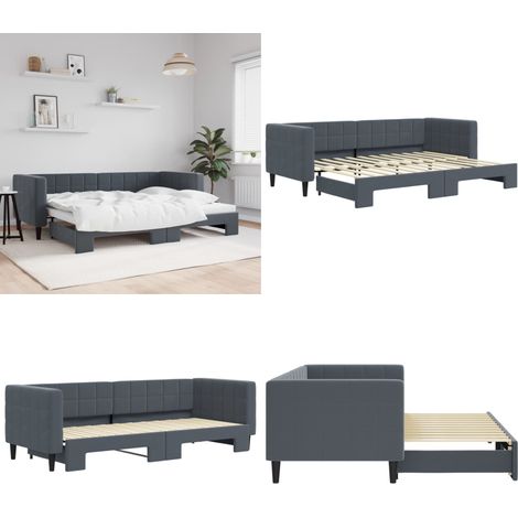 vidaXL Lit de jour avec gigogne sans matelas gris foncé 80x200 cm (1/5)