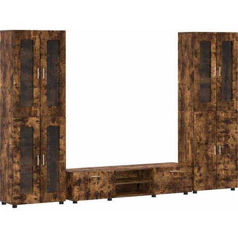 Ensemble meuble TV FLORIN Chêne fumé Bois d'ingénierie
