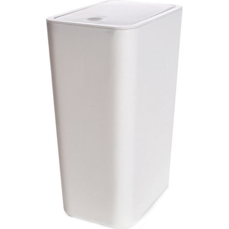 Cubo de basura，9 litros，modelo estrecho con tapa，Tapa abatible antiolor，dormitorios y aseos，33,3 x 22,2 x 15,7 cm，Gris (1/5)