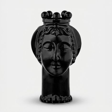 Dekorative Keramikvase Gesicht Frangipani - Schwarz (1/4)