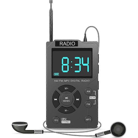 Mini-tragbares digitales AM/FM-Stereoradio im Taschenformat mit automatischer Sendersuche und MP3-Player für TF-Karte (Amerika) (1/5)