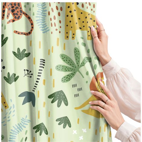 Rideau pour chambre d'enfant (garçon ou fille) avec une bande de rideau tropicale 140x160 (1/5)