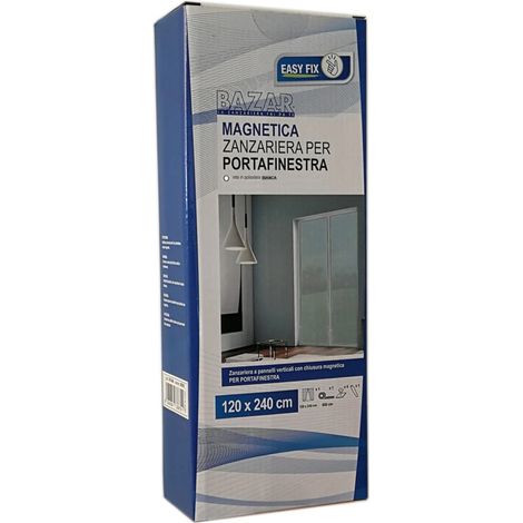 zanzariera magnetica per portafinestra "easy fix" bianca con chiusura centrale automatica 120x240 cm