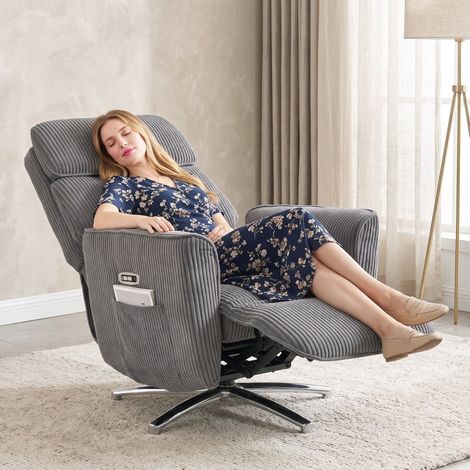 Fauteuil TV inclinable à réglage électrique avec fonction d'inclinaison, 2 moteurs, fauteuil TV pivotant avec port USB (1/4)