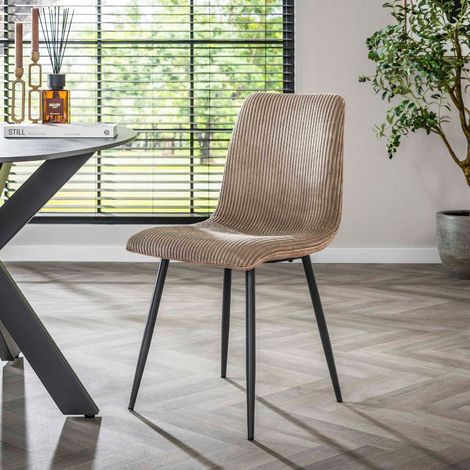 Lot de 4 chaises modernes en velours côtelé taupe KRISTA (1/4)