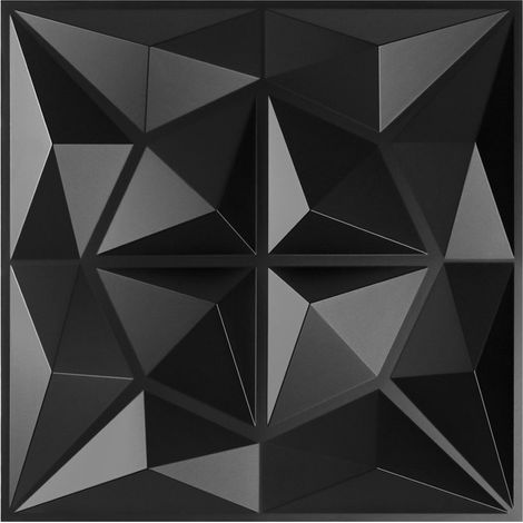 Pannello murale 3D da dipingere - confezione da 3 m² - lotto da 12 pezzi - 0,5x0,5 m - Nero (1/4)
