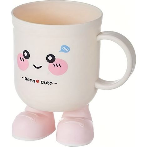Mug porte-brosse à dents mignon avec motif dessin animé (1 pièce) Plastique, idéal pour les dortoirs, porte-brosse à dents pour couples (1/5)