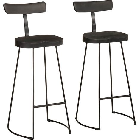 Barhocker 2 Stk. Schwarz 49x43x103 cm Mango Massivholz