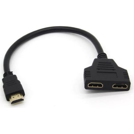 2-Port HDMI Cable Adapter for PC, MICROSOFT Television, TV Console, Gold 3D, FULL HD 4K, 1080p Screen Extension (1/4)