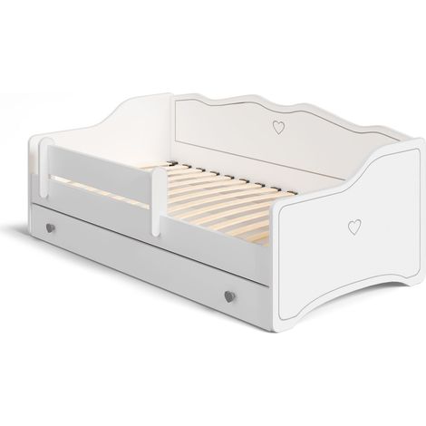 Lit enfant EMMA avec tiroir et barreau 70x140 gris