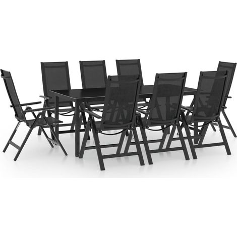 9-tlg. Garten-Essgruppe Aluminium Anthrazit