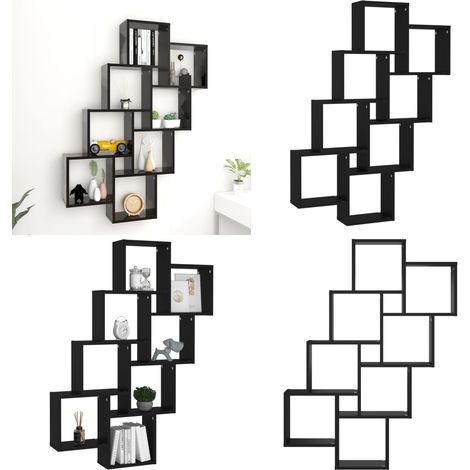 Étagère murale cube Noir 90x15x119 cm Bois d’ingénierie - Étagère Murale - Étagère Cube - Meuble Mural - Rangement Mural - Décoration Murale - Home & Living (1/5)