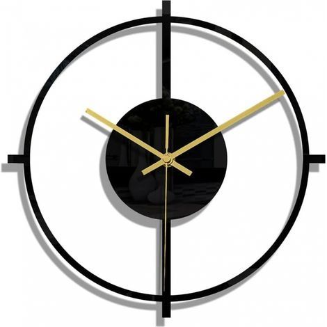 Horloge Murale à Cadre Rond Noir DIY Silencieuse Design Moderne Pendules murales Convient pour la Décoration d'art de Bureau de Salon de Chambre à Coucher (1/5)