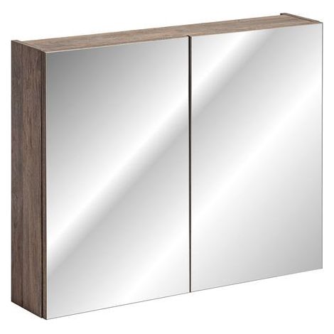 Cabinet en bois avec miroir Rosario Oak - Marron - H 65 x L 80 x P 17 cm - Livraison gratuite (1/5)
