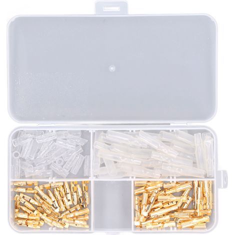 120 pièces Kit de connecteurs de moto Borne à sertir électrique Câblage nu mâle femelle avec couvercle isolant 3,5 mm Or,DUBUNS (1/5)