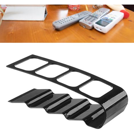 Soporte de plástico de 4 compartimentos para mando a distancia, de fácil acceso, para accesorios de TV y multimedia, color negro.