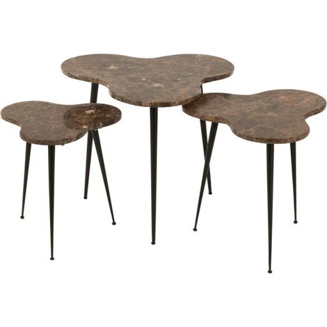 Lot de 3 Tables d'Appoint Gigogne "Abeille" 61cm Marron (1/4)