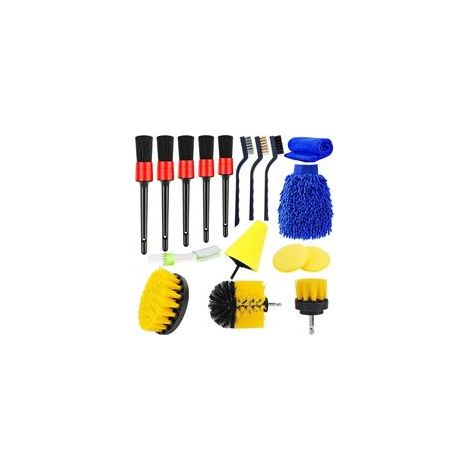 Juego de 17 cepillos de limpieza para coche con cepillo para el interior, exterior y ruedas (1/5)
