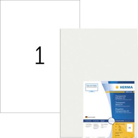 Herma 8694 Etiquette plastique 297 x 420 mm film, brillant transparent 50 pc(s) fixation permanente imprimante laser, i (1/4)