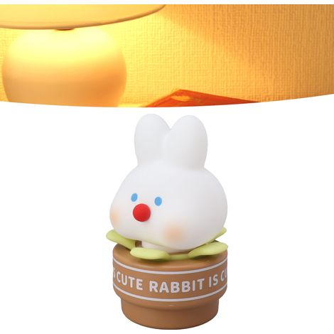 Silikon-Nachtlicht in Form eines Topfhasen, wiederaufladbar über USB, Geburtstagsgeschenk oder fürs Schlafzimmer. (1/5)