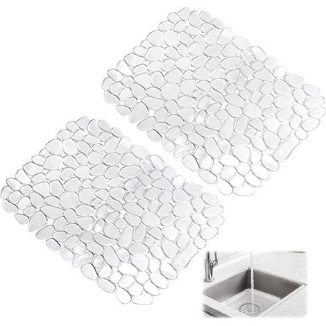 Set di tappetini per lavello (2 pezzi) - 30x40 cm, materiale in PVC trasparente, protegge il lavello da stoviglie, bicchieri e verdure. (1/5)