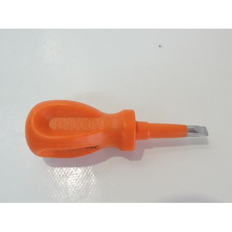 Tournevis plat 6.5x40mm isolé 1000V lame courte acier chromé manche "boule" electricien pour vis tête fendue DERANCOURT TB6.5X40 (1/3)