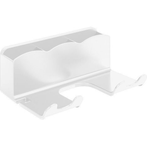 Supporto a parete per asciugacapelli e organizer per strumenti per lo styling, ideale per il bagno. (1/3)
