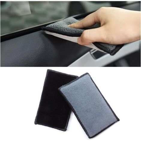 royaluxe-2 Pièces Éponge De Nettoyage Intérieur en Cuir De Voiture, Voiture Réutilisables Éponges Lavables, Éponge Microfibre pour Vitres De Voiture