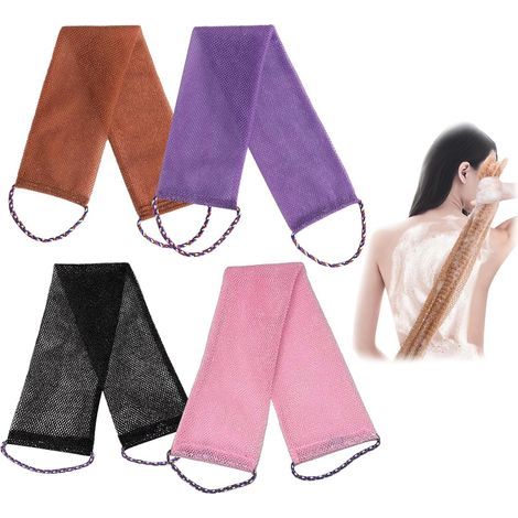 4 Pièces Filet de Douche Africain, 4 Couleur African Net Sponge, Eponge de Bain Eponge Exfoliante Corps pour Femme Homme Maison Voyage (1/5)