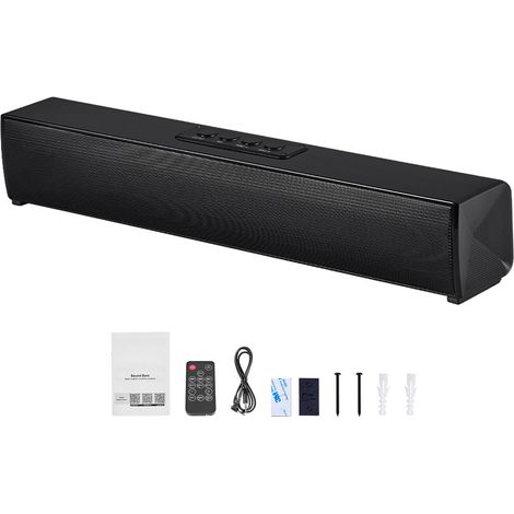 Barre de son pour TV, 2.0 canaux, 450 mm, haut-parleurs compacts, Bluetooth et AUX, télécommande, installation facile, 80W, système audio surround pour PC et home cinéma. (1/5)