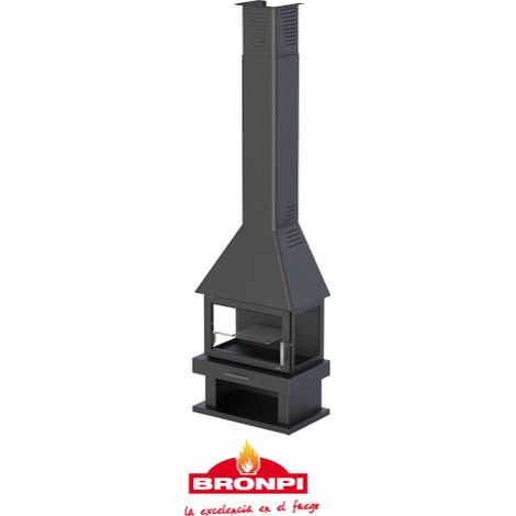 BRICOSOL ESTUFA DE LEÑA CON CHIMENEA BRONPI MODELO HUESCA (1/5)
