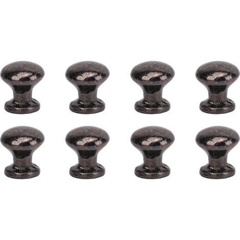 8 pièces Poignées de Tirage Miniatures 1:12 Têtes Rondes Métal Style Simple Boutons de Porte Maison de Poupée Noir (1/5)