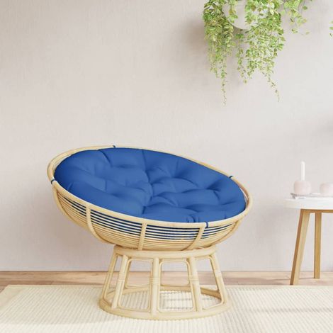 Coussin rond bleu royal Ø 100 x11 cm tissu oxford (1/5)