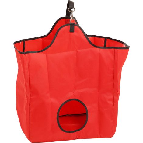 Sac à foin portable pour chevaux à alimentation lente, en tissu Oxford 600D imperméable et grande capacité, rouge. (1/5)