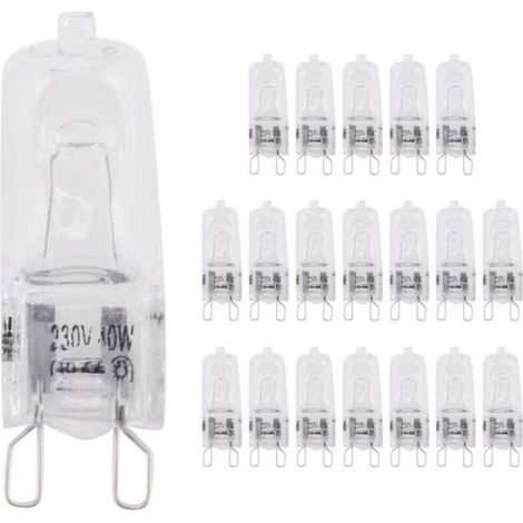 Ampoule halogène,Lot de 20 Ampoules HalogèNes G9, Lampes HalogèNes Transparentes 40 W à Intensité Variable, Blanc Chaud 2800 K pour Lustres, Pendentifs, LumièRes de Paysage (1/5)