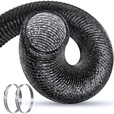 Gaine Ventilation 100mm Aluminium Flexible, 2.5 m Tuyau Ventilation avec 2 Colliers, Φ 10 cm 5 Couches pour Grow Tent, Salle de Bain, Extracteur Air, Tuyau Climatiseur Mobile, Noir (1/5)