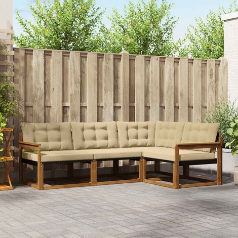 Outdoor-Sofagarnitur mit Kissen 4 pcs Natur und Beige