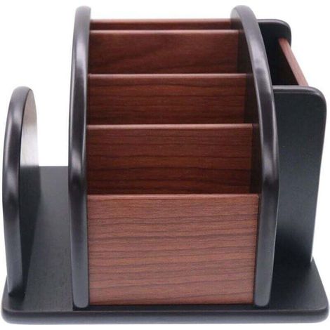 YMYNY Grand support rotatif en bois pour télécommandes de table, rangement rotatif pour fournitures de bureau (1/4)