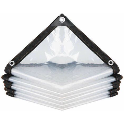 Bâche Transparente Imperméable avec Oeillets, à l'eau en PE Multi-Usage Anti-Pluie Résistante Aux Déchirures Toile de bâche Ultra légère (Color : Clear, Size : 200x200cm) (1/5)