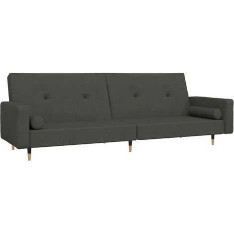 2-Sitzer Schlafsofa mit zwei Kissen Dunkelgrau Samt