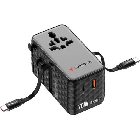 Adaptateur de voyage Verbatim 70W compact rétractable (1/4)