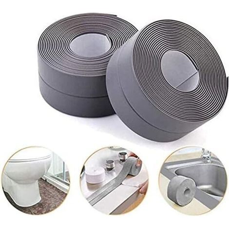 Cinta de sellado autoadhesiva antimoho/impermeable, cinta de sellado de PE para baño/cocina/aseo/esquinas de pared - gris (paquete de 2) (1/5)