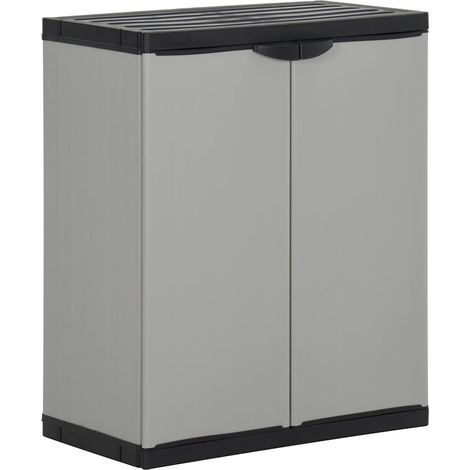 Armoire à déchets de jardin Meuble de Rangement - Style Contemporain Gris et noir 68x40x85 cm PP BV502640 - BonneVie (1/5)