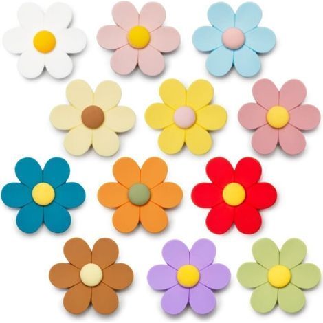 Petits aimants 3D en Forme de Fleurs pour réfrigérateur, aimants décoratifs colorés pour Le Tableau Blanc (Petits et 12 pièces) (1/4)